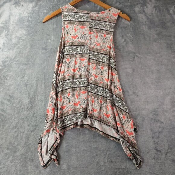 Ultra Flirt Womens Tank Top XS Pink Gray Boho Asymmetrical Hem Festival Casual - Picture 3 of 9